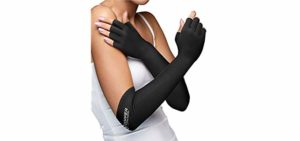 Copper Compression Long Arthritis Gloves - Guaranteed Highest Copper Content. Best Copper Infused Extra Long Fit Glove for Women + Men Carpal Tunnel Computer Typing Support Hands Wrist 1 Pair (Medium)