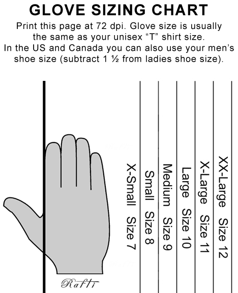 Girl Glove Size Chart