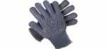 Grill Armor Extreme Heat Resistant Oven Gloves - EN407 Certified 500C - Cooking Gloves for BBQ, Grilling, Baking, Grey