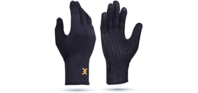 Thx4COPPER Infused Compression Winter Thermal Gloves, Touch Screen Full Finger Warm Glove for Writing, Texting, Cycling, Running, Carpal Tunnel-Anti-Slip Windproof for Women/Men