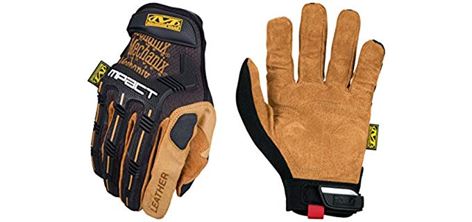 Mechanix Wear: M-Pact Leather Work Gloves (Small, Brown/Black)