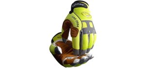 Caiman 2984-4 Rappelling & Rope Handling Glove with Goatskin Palm & Pig Grain Reinforcement Layer, Medium