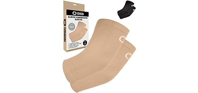 Elbow Brace Compression Sleeve (1 Pair) - Instant Arm Support Elbow Sleeves for Tendonitis, Arthritis, Bursitis, Golfers & Tennis Elbow Brace, Treatment, Workouts, Weightlifting, Pain Relief, Recovery