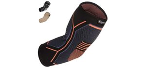 Kunto Fitness Elbow Brace Compression Support Sleeve (Shipped From USA) for Tendonitis, Tennis Elbow, Golf Elbow Treatment - Reduce Joint Pain During Any Activity!