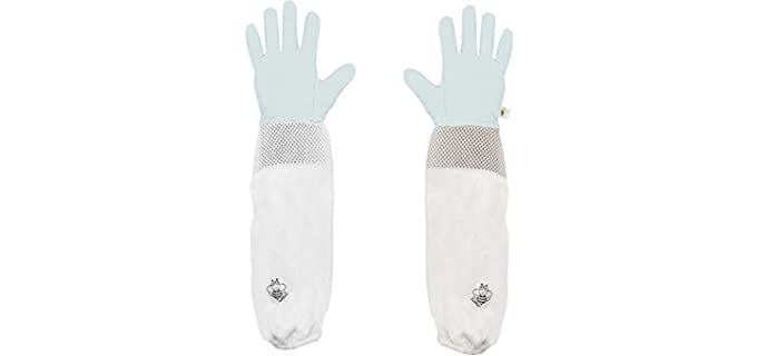 Luwint Kids Premium Goatskin Leather Beekeeping Gloves Beekeeper Protective Gauntlets with Ventilated Mesh Sleeve Cuffs for Gardening Cactus Rose Pruning (Teen Youth(10 – 16 yrs Old))