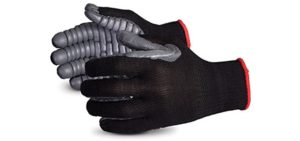 Superior S10VIB Vibrastop Nylon Anti Vibration Full Finger String Knit Glove with Anti-Vibe Chloroprene Coated Palm, Work, 7 Gauge Thickness, Large, Black (Pack of 1 Pair)