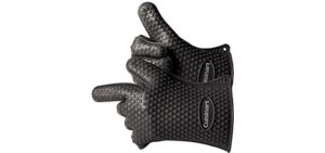Cuisinart CGM-520 Heat Resistant Silicone Gloves, Black (2-Pack)