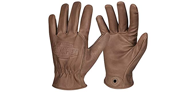 Helikon-Tex Lumber Gloves, Brown Leather, Medium, Bushcraft Line