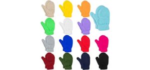 MENOLY 15 Pairs Toddler Magic Stretch Mittens Winter Warm Kids Knit Gloves for Little Girls Boys 15 colors
