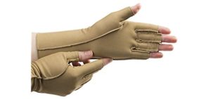 isotoner Open Finger Therapeautic Gloves, Camel, Large