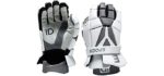 Epoch iD High Performance Lightweight Lacrosse Glove for Attack, Middie and Defensemen, Medium, White