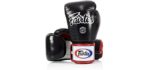 Fairtex Muay Thai Style Training Sparring Gloves, 12 oz, Black/White