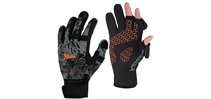 KastKing Mountain Mist Fishing Gloves – Cold Winter Weather Fishing Gloves – Fishing Gloves for Men and Women – Ideal as Ice Fishing, Photography, or Hunting Gloves(Blackout, Large)