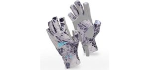 KastKing Sol Armis Sun Gloves UPF50+ Fishing Gloves UV Protection Gloves Sun Protection Gloves Men Women for Outdoor, Kayaking, Rowing,Silver Mist Prym1,Large - X-Large
