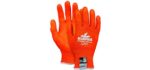 MCR Safety 9178NFOL Memphis Kevlar 13 Gauge, Hi-Vis DuPont Kevlar Shell, Nitrile Foam Palm Gloves (1 Pair), Orange, Large