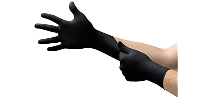 Microflex MK-296 Black Disposable Nitrile Gloves, Latex-Free, Powder-Free Glove for Mechanics, Automotive, Cleaning or Tattoo Applications, Medical / Exam Grade, X-Large,100 Count (Pack of 10)