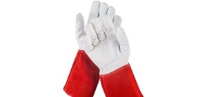 NoCry Long Leather Gardening Gloves - Puncture Resistant with Extra Long Forearm Protection and Reinforced Palms and Fingertips, Size Medium