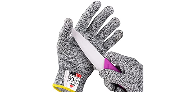NoCry Cut Resistant Gloves for Kids, XS (8-12 Years) - High Performance Level 5 Protection, Food Grade. Free Ebook Included!
