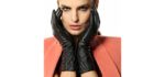 Women's Lambskin Touchscreen Texting Leather Gloves Winter Lined Long Sleeves for Iphone Smartphone (XXL, Black (Touchscreen Feature))