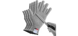 YINENN 2 Pairs (4 Gloves) Cut Resistant Gloves Food Grade Level 5 Hand Protection,Kitchen Cut Gloves for Oyster Shucking,Fish Fillet Processing,Mandolin Slicing,Meat Cutting,Wood Carving-(Medium)