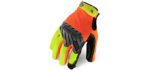 IRONCLAD Command Pro Work Gloves; Touch Screen Gloves Conductive Palm and Fingers, All-Purpose, Performance Fit, Machine Washable, Sized S, M, L, XL, XXL (1 Pair) (X-Large, Hi-Viz Yellow and Orange)
