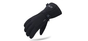 MCTi Waterproof Mens Ski Gloves Winter Warm 3M Thinsulate Snowboard Snowmobile Cold Weather Gloves Black Large