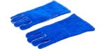 US Forge 400 Welding Gloves Lined Leather, Blue - 14