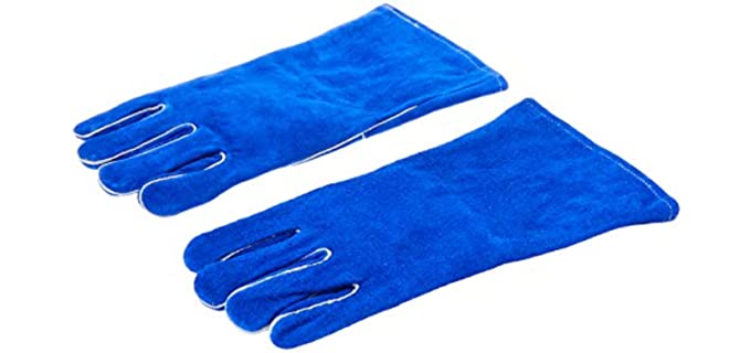 US Forge 400 Welding Gloves Lined Leather, Blue - 14