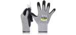 DEX FIT Level 5 Cut Resistant Gloves Cru553, 3D Comfort Stretch Fit, Power Grip, Durable Foam Nitrile, Smart Touch, Machine Washable, Thin & Lightweight, Grey 9 (L) 1 Pair