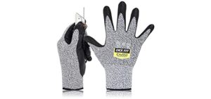 DEX FIT Level 5 Cut Resistant Gloves Cru553, 3D Comfort Stretch Fit, Power Grip, Durable Foam Nitrile, Smart Touch, Machine Washable, Thin & Lightweight, Grey 9 (L) 1 Pair