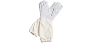 FOREST BEEKEEPING SUPPLY - Goatskin Leather Beekeeper's Glove with Long Canvas Sleeve & Elastic Cuff. Keystone Thumb and Dexterity (Medium)
