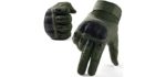 FREETOO Knuckle Tactical Gloves for Men Green Military Gloves for Shooting Airsoft Paintball Motorcycle Climbing and Heavy Duty Work (Medium)