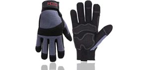 HANDLANDY Anti Vibration Safety Work Gloves for Men Women, Breathable Flexible Spandex Back, Touch Screen Utility Glove (Large, Grey)