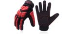 Heavy Duty Work Gloves, SBR Padding, TPR Protector Impact Gloves, Men Anti Vibration Mechanic Work Gloves TouchScreen (XL, Red)
