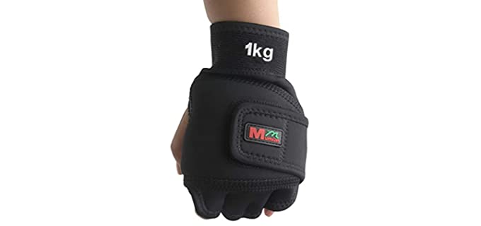 PURATEN Weighted Gloves 2kg(1kg Each), Soft Iron Gloves Sandbag Weight Bearing Training Gloves with Wrist Support for Gym Boxing