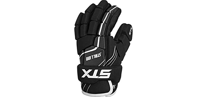 STX Lacrosse Stallion 50 Gloves, Black, 2X-Small