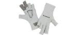 Simms SolarFlex UPF 50 Fingerless Fishing Gloves, Unisex, Sterling M