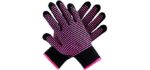 Teenitor 2 Pcs Heat Resistant Gloves with Silicone Bumps, (New Upgraded ) Professional Heat Proof Glove Mitts for Hair Styling Curling Iron Wand Flat Iron Hot-Air Brushes, Universal Fit Size