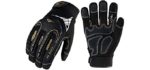 Vgo 3-Pairs High Dexterity Heavy Duty Mechanic Glove, Rigger Glove, Anti-vibration, Anti-abrasion, Touchscreen (Size XL, Black, SL8849)