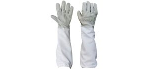 Zamango 1 Pair Goatskin Beekeeper Beekeeping Protective Gloves with Vented Long Sleeves White