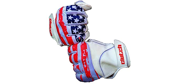 Clutch Sports Apparel Baseball and Softball Batting Gloves - American Flag, Adult X-Large