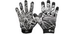 Cutters Game Day Football Glove, Silicone Grip Receiver Glove. Youth & Adult Sizes (1 Pair)
