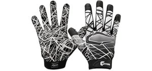 Cutters Game Day Football Glove, Silicone Grip Receiver Glove. Youth & Adult Sizes (1 Pair)