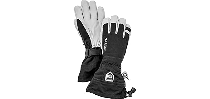Hestra Army Leather Heli Ski Glove - Classic 5-Finger Snow Glove for Skiing and Mountaineering - Black - 9