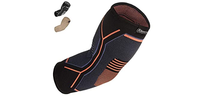 Kunto Fitness Elbow Brace Compression Support Sleeve for Tendonitis, Tennis Elbow, & Golf Elbow Treatment - Reduce Joint Pain During Any Activity! (Medium)