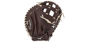 Mizuno Franchise Fastpitch Softball Glove Series, Coffee/Silver Catchers Mitt, 34