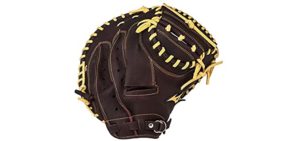 Mizuno Franchise Baseball Catcher's Mitt, Coffee/Silver, 33.5-Inch, Left Hand Throw
