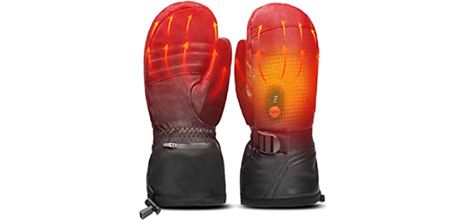 day wolf Heated Gloves Men Women Heated Mittens Ski,7.4V 2200MAH Electric Rechargeable Battery Gloves for Winter Skiing Skating Snow Camping Hiking Heated Arthritis Hand Warmer Glove (XL)