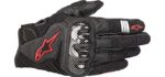 Alpinestars Men's SMX-1 Air v2 Motorcycle Riding Glove, Black/Fluorecent Red, Medium