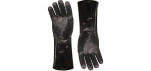 Artisan Griller BBQ Gloves Extreme Heat Resistant Grill Smoker Fryer Oven Kitchen Cooking Gloves. Great Barbecue Smoking Oyster Meat Glove– Long XL Waterproof, Oil Resistant -(Size 10/XL – Black)